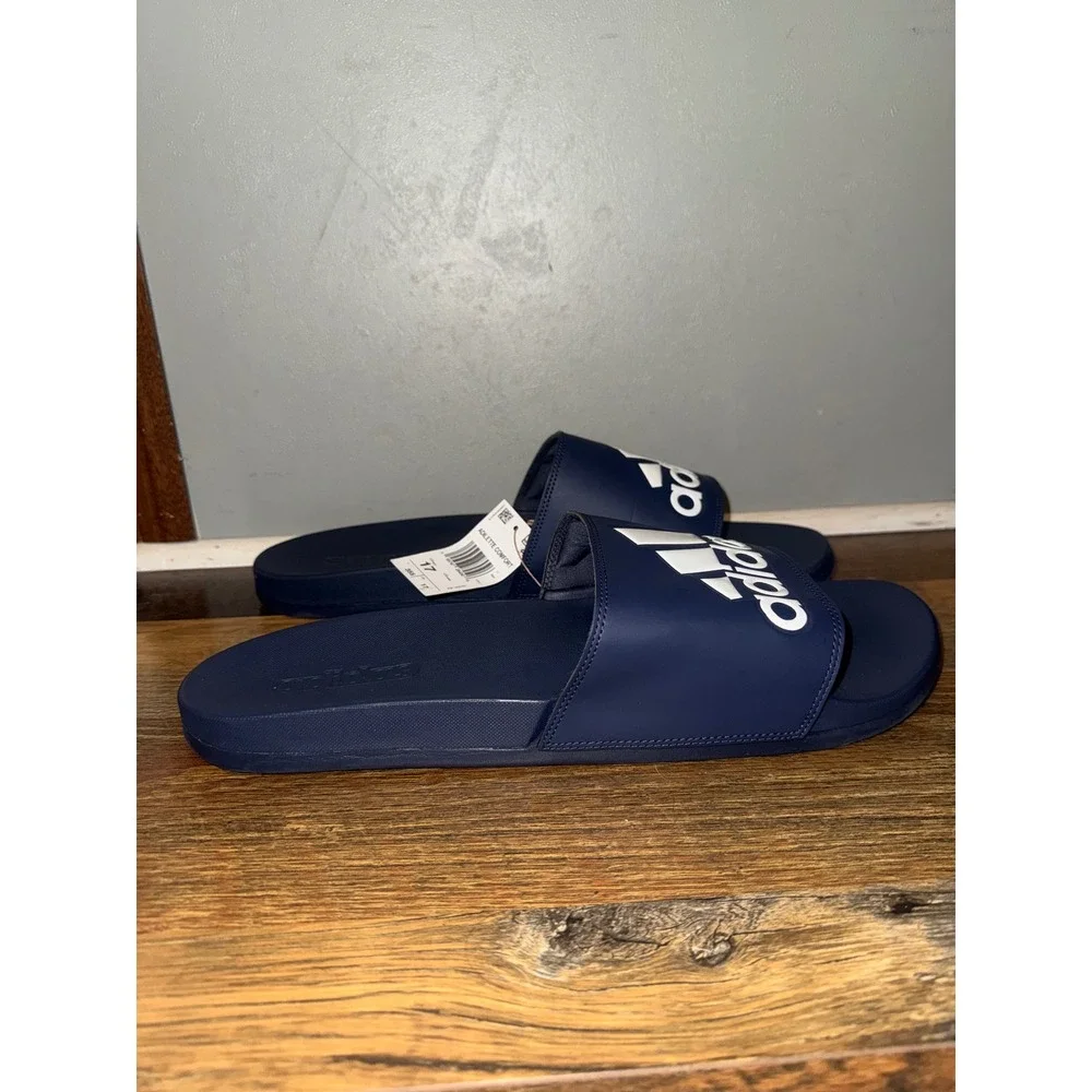 NWT Adidas Adilette Comfort Slides-Navy Size 17